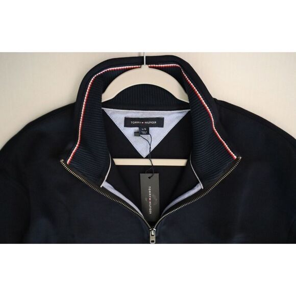 Tommy Hilfiger 78C6087-410 Men's Sz Large Navy Blue Logo 1/4 Zip Fleece Top - Picture 3 of 7